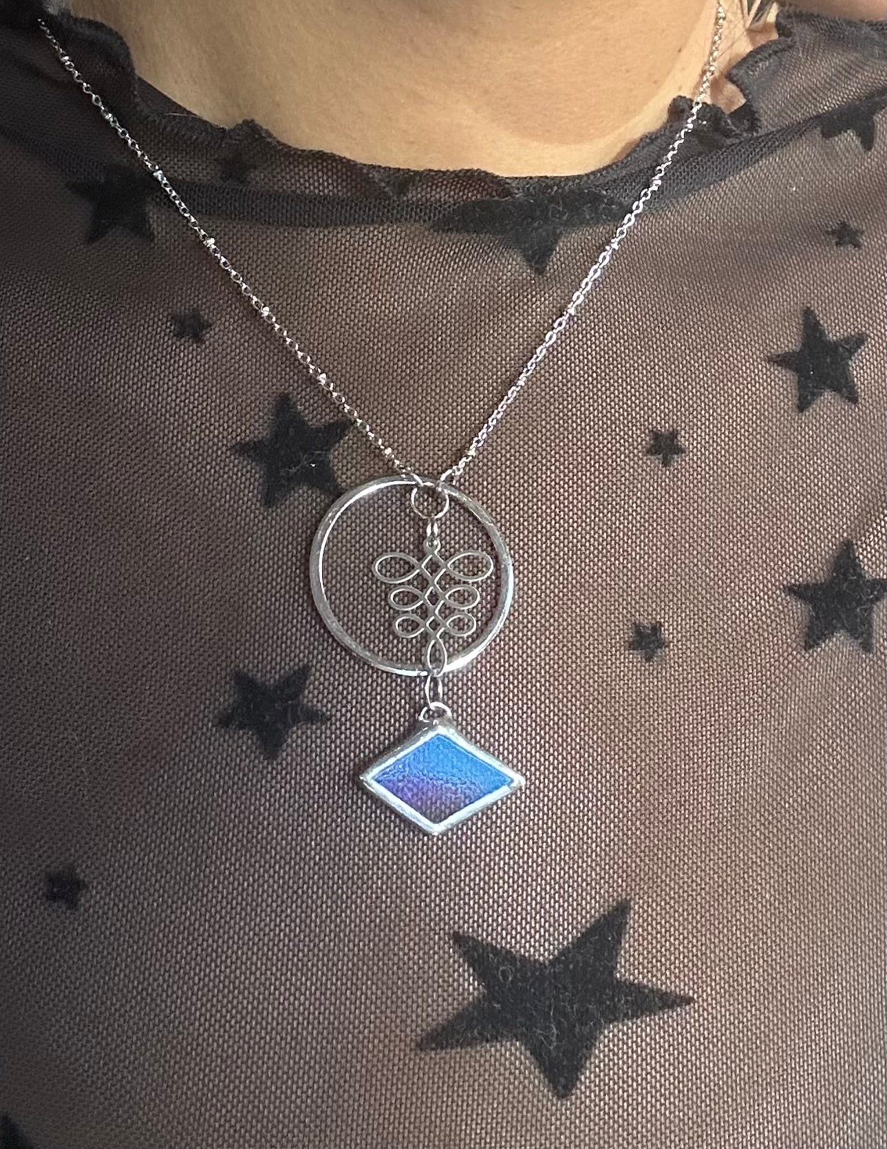 Dichroic Royal/Yellow Necklace