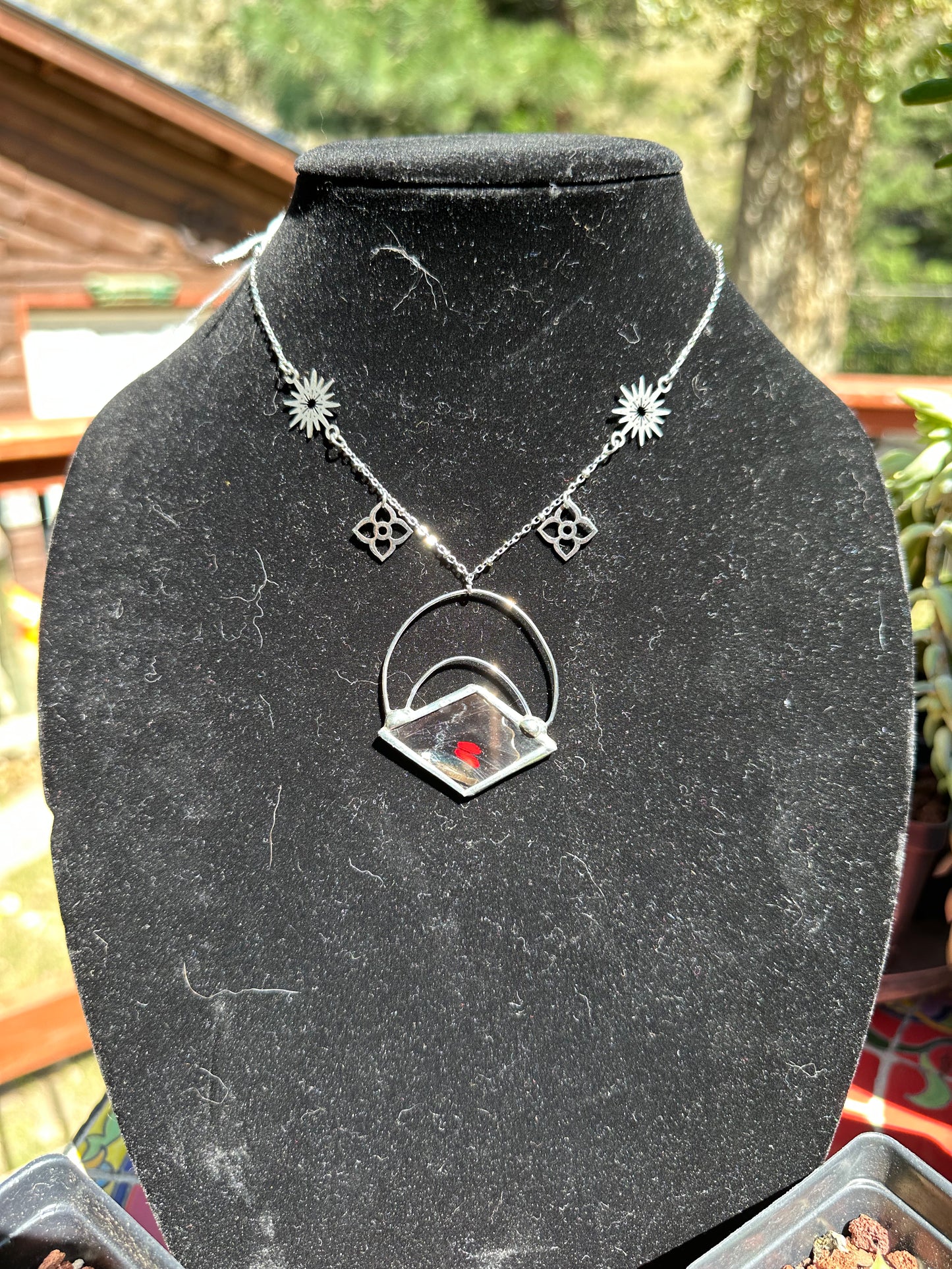 Black Butterfly Wing & Charm Necklace/Choker