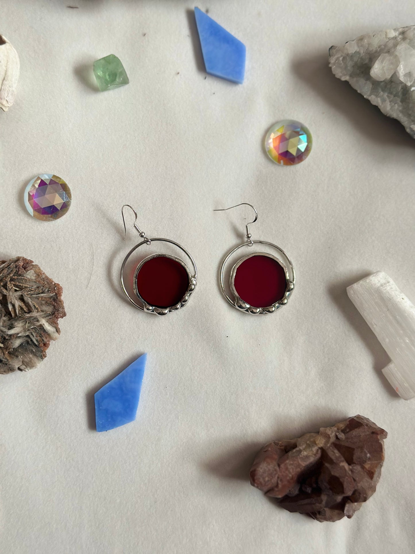 Round Red Earrings
