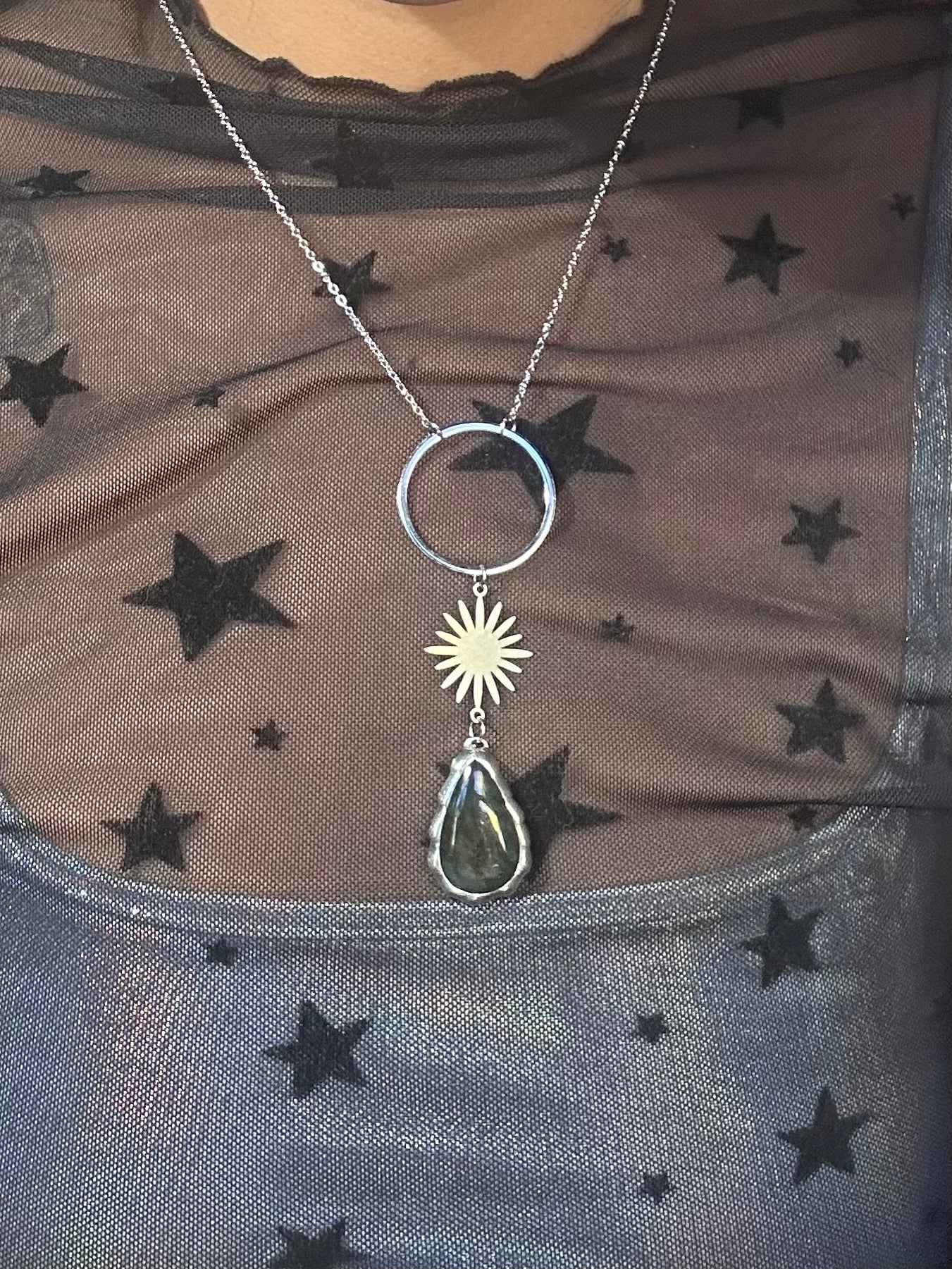 Labradorite Sun Charm Necklace
