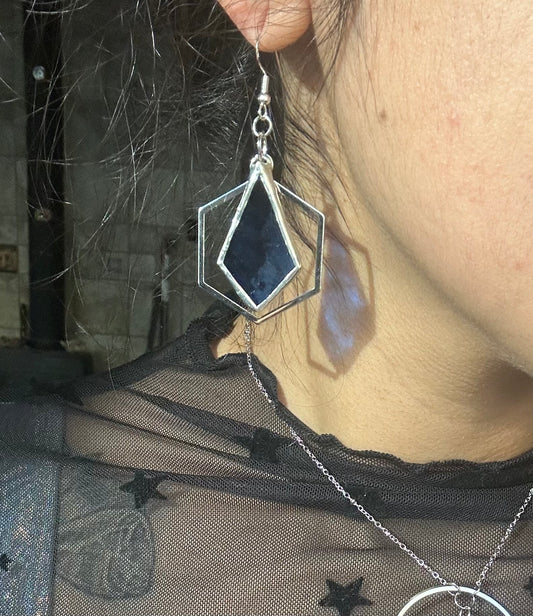 Blue Stained Glass Earrings