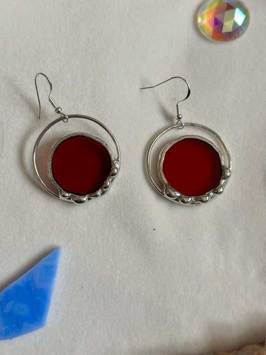 Round Red Earrings