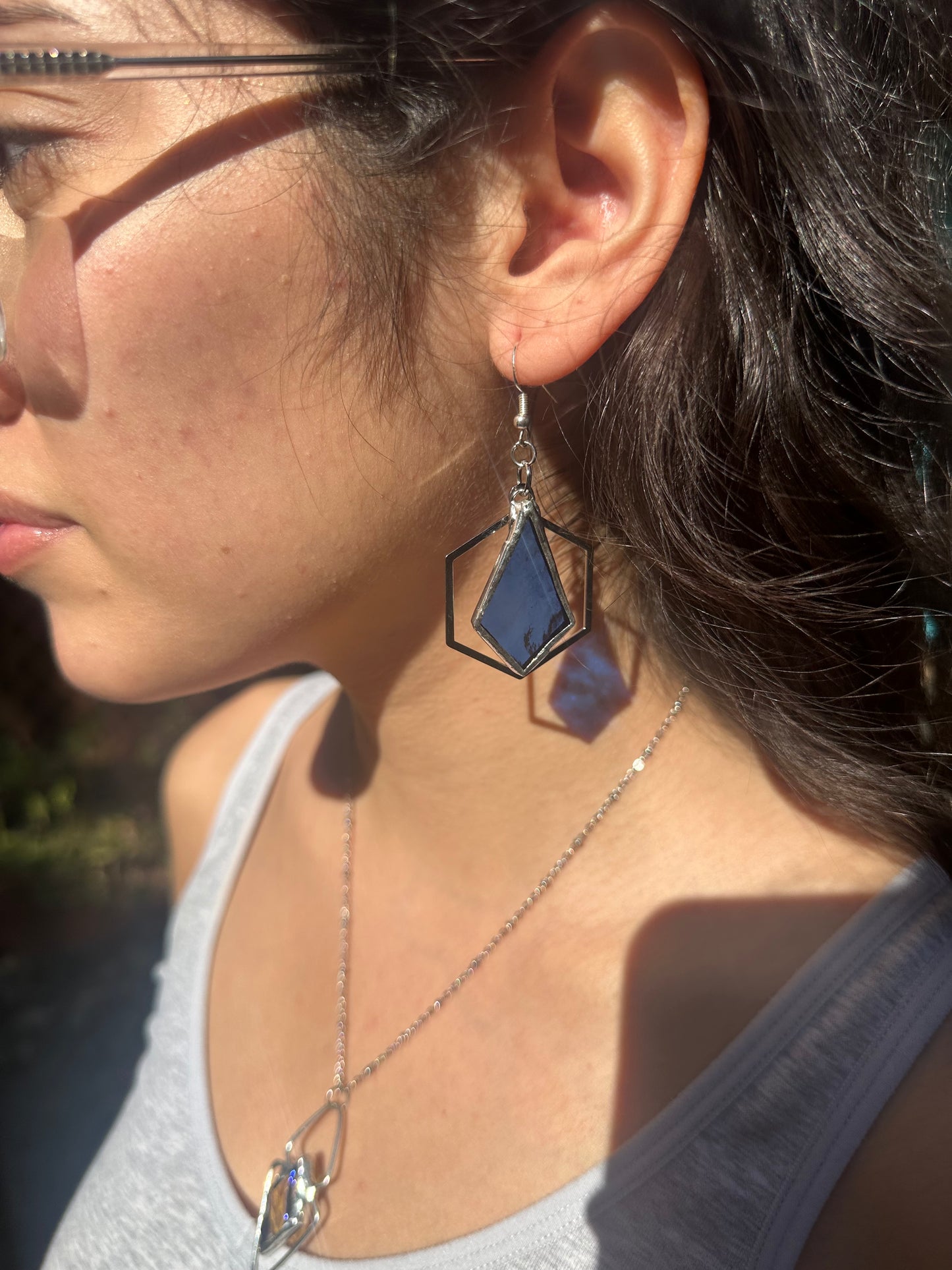 Blue Stained Glass Earrings